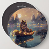 Finse Lapphund Kerstfeest reis Ronde Button 6,0 Cm (Voorkant /achterkant)