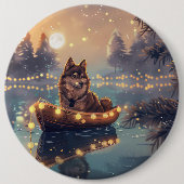 Finse Lapphund Kerstfeest reis Ronde Button 6,0 Cm (Voorkant)