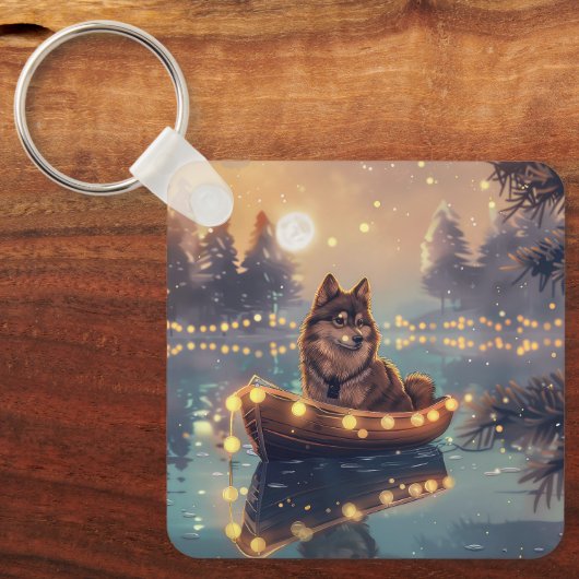 Finse Lapphund Kerstfeest reis Sleutelhanger (Voorkant)