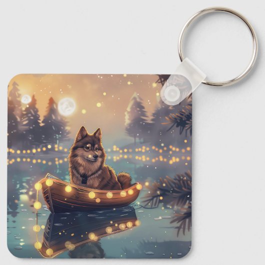 Finse Lapphund Kerstfeest reis Sleutelhanger (Achterkant)