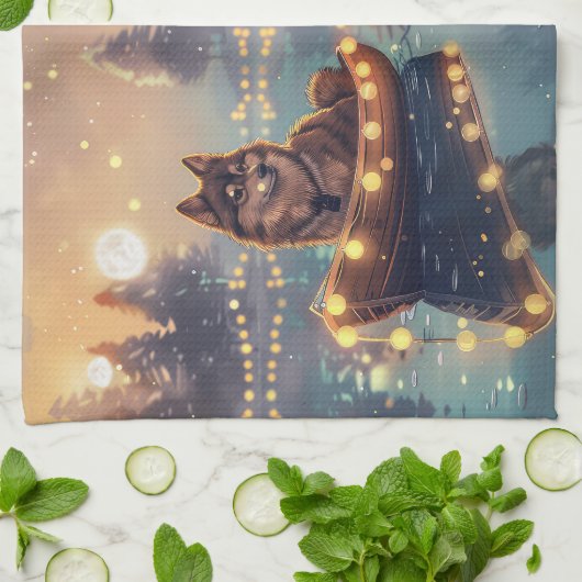 Finse Lapphund Kerstfeest reis Theedoek (Gevouwen)