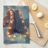 Finse Lapphund Kerstfeest reis Theedoek (Quarter Fold)