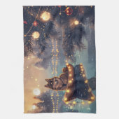 Finse Lapphund Kerstfeest reis Theedoek (Verticaal)