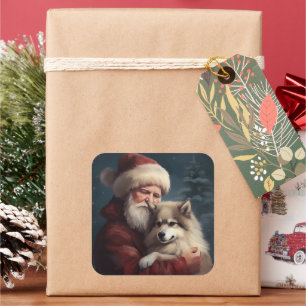 Finse Lapphund Kerstman Festieve Kerstmis Vierkante Sticker