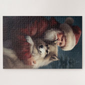 Finse Lapphund Kerstman Festive Kerstmis Legpuzzel (Horizontaal)