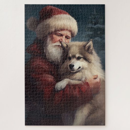 Finse Lapphund Kerstman Festive Kerstmis Legpuzzel (Verticaal)