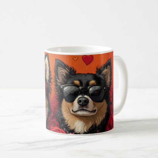 Finse Lapphund met hart Rozen Valentijnsdag Koffiemok (Voorkant rechts)