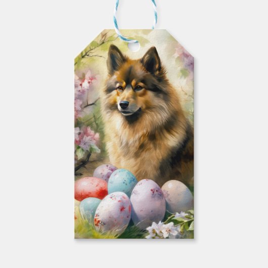Finse Lapphund met paaseieren Cadeaulabel (Voorkant)