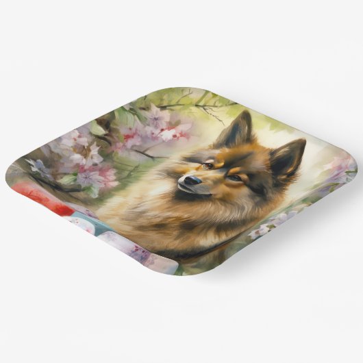 Finse Lapphund met paaseieren Papieren Bordje (Gebogen)