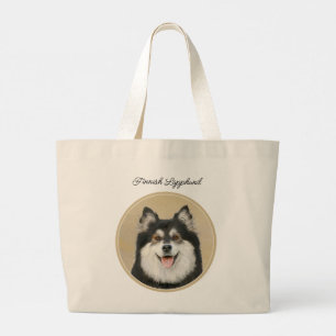 Finse Lapphund Schilderen Zwart en Tan Dog Art Grote Tote Bag