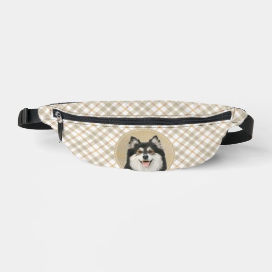 Finse Lapphund Schilderen Zwart en Tan Dog Art Heuptasje (Voorkant)