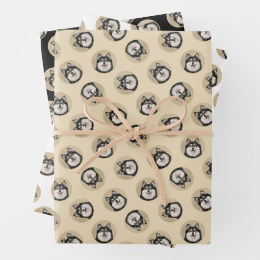 Finse Lapphund Schilderen Zwart en Tan Dog Art Inpakpapier Vel (In situ)