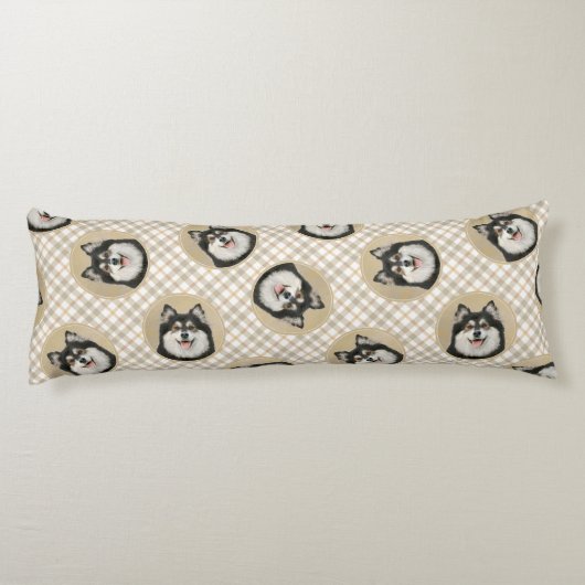 Finse Lapphund Schilderen Zwart en Tan Dog Art Lichaamskussen (Achterkant)