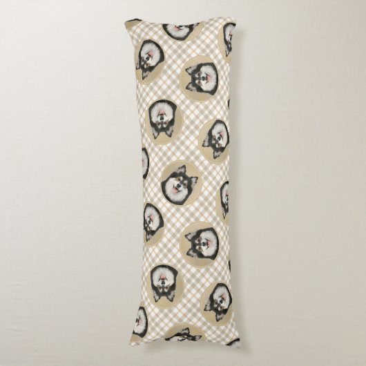 Finse Lapphund Schilderen Zwart en Tan Dog Art Lichaamskussen (Voorkant Verticaal)