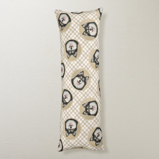 Finse Lapphund Schilderen Zwart en Tan Dog Art Lichaamskussen (Achterkant (Verticaal))