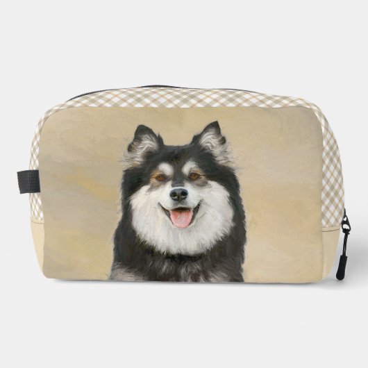 Finse Lapphund Schilderen Zwart en Tan Dog Art Toilettasje (Voorkant)