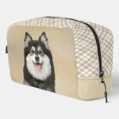 Finse Lapphund Schilderen Zwart en Tan Dog Art Toilettasje (Rechterhoek)