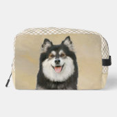 Finse Lapphund Schilderen Zwart en Tan Dog Art Toilettasje (Achterkant)