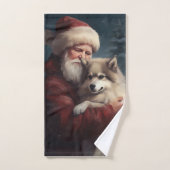 Finse Lapphund Sinterklaas Feestelijke Kerstmis Bad Handdoek (Handdoek)