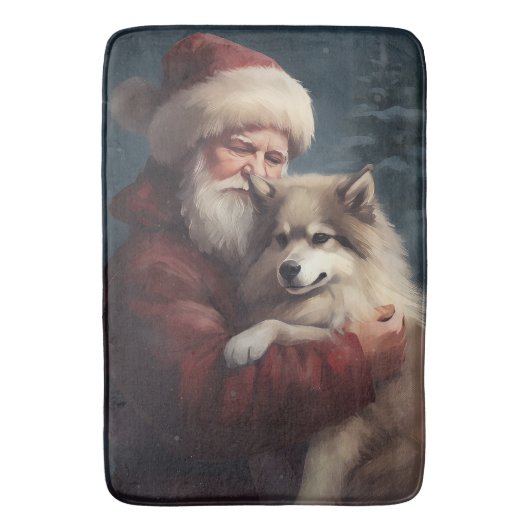 Finse Lapphund Sinterklaas Feestelijke Kerstmis Badmat (Voorkant Verticaal)