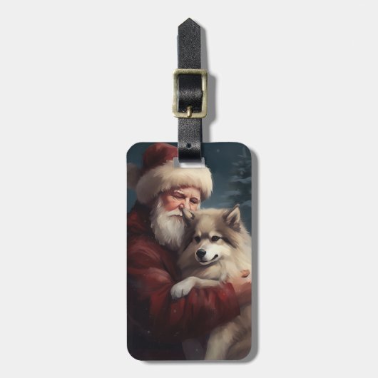Finse Lapphund Sinterklaas Feestelijke Kerstmis Bagagelabel (Voorkant verticaal)