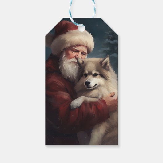 Finse Lapphund Sinterklaas Feestelijke Kerstmis Cadeaulabel (Voorkant)