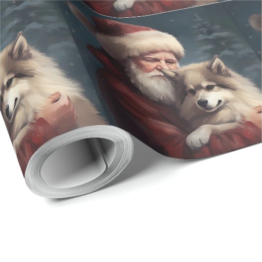Finse Lapphund Sinterklaas Feestelijke Kerstmis Cadeaupapier (Rol Hoek)