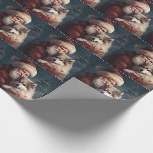 Finse Lapphund Sinterklaas Feestelijke Kerstmis Cadeaupapier (Hoek)