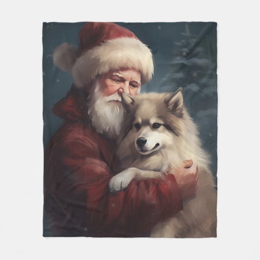 Finse Lapphund Sinterklaas Feestelijke Kerstmis Fleece Deken (Voorkant)
