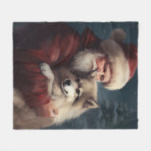 Finse Lapphund Sinterklaas Feestelijke Kerstmis Fleece Deken (Voorkant (Horizontaal))