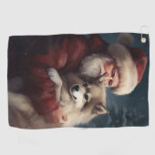 Finse Lapphund Sinterklaas Feestelijke Kerstmis Golfhanddoek (Horizontaal)