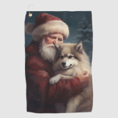 Finse Lapphund Sinterklaas Feestelijke Kerstmis Golfhanddoek (Voorkant)