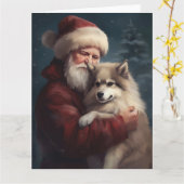 Finse Lapphund Sinterklaas Feestelijke Kerstmis Kaart (Gele Bloem)