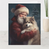Finse Lapphund Sinterklaas Feestelijke Kerstmis Kaart (Voorkant)