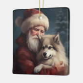Finse Lapphund Sinterklaas Feestelijke Kerstmis Keramisch Ornament (Links)