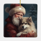 Finse Lapphund Sinterklaas Feestelijke Kerstmis Keramisch Ornament (Achterkant)