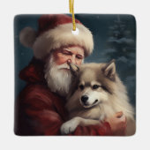 Finse Lapphund Sinterklaas Feestelijke Kerstmis Keramisch Ornament (Voorkant)