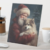 Finse Lapphund Sinterklaas Feestelijke Kerstmis Reclamebord Met Voetstuk (Insitu)