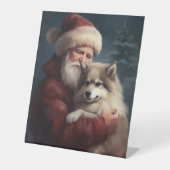 Finse Lapphund Sinterklaas Feestelijke Kerstmis Reclamebord Met Voetstuk (Voorkant)