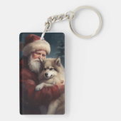 Finse Lapphund Sinterklaas Feestelijke Kerstmis Sleutelhanger (achterkant)