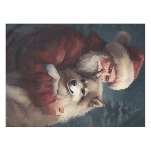 Finse Lapphund Sinterklaas Feestelijke Kerstmis Tafelkleed (Voorkant (Horizontaal))