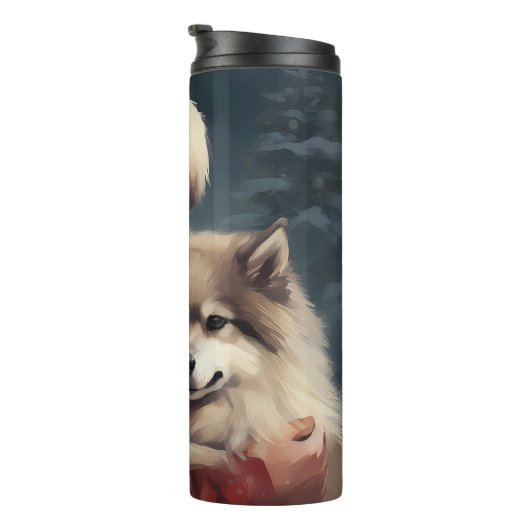 Finse Lapphund Sinterklaas Feestelijke Kerstmis Thermosbeker (Geroteerd rechts)
