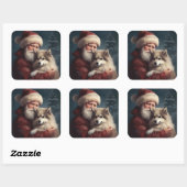Finse Lapphund Sinterklaas Feestelijke Kerstmis Vierkante Sticker (Vel)