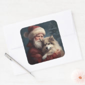 Finse Lapphund Sinterklaas Feestelijke Kerstmis Vierkante Sticker (Envelop)