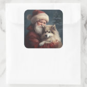 Finse Lapphund Sinterklaas Feestelijke Kerstmis Vierkante Sticker (Tas)