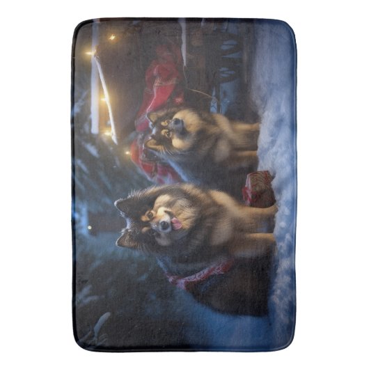 Finse Lapphund Sneeuwslee Kerst Decor Badmat (Voorkant Verticaal)