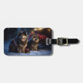 Finse Lapphund Sneeuwslee Kerst Decor Bagagelabel (Voorkant horizontaal)