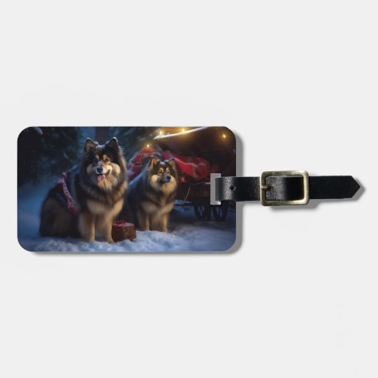 Finse Lapphund Sneeuwslee Kerst Decor Bagagelabel (Voorkant horizontaal)