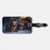 Finse Lapphund Sneeuwslee Kerst Decor Bagagelabel (Achterkant horizontaal)