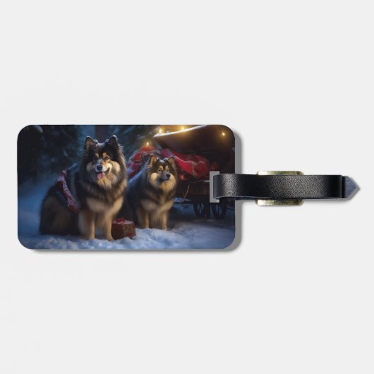 Finse Lapphund Sneeuwslee Kerst Decor Bagagelabel (Achterkant horizontaal)